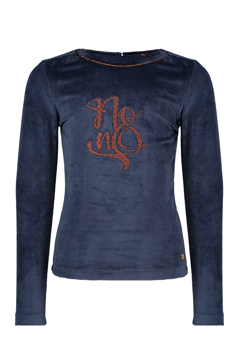 NoNo KusC tshirt l/sl velours rib with NONO artwork