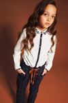 NoNo Suna paperbag pants AOP check with frilled waistband