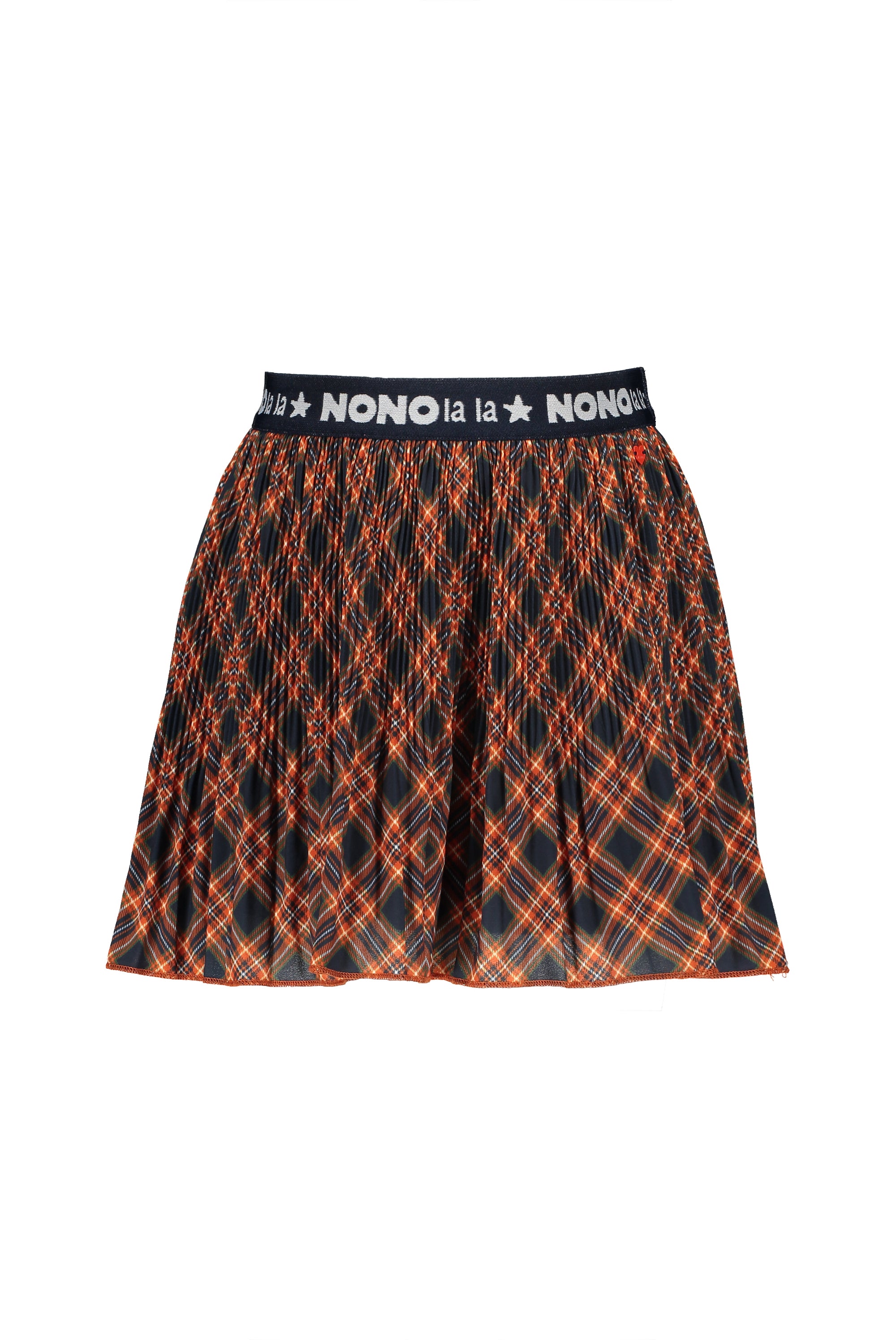 NoNo NulanB short bias check skirt with fine pleated