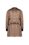 NoNo Minne animal AOP on satin dress with crochet detail at neck+jersey sleeve cuffs