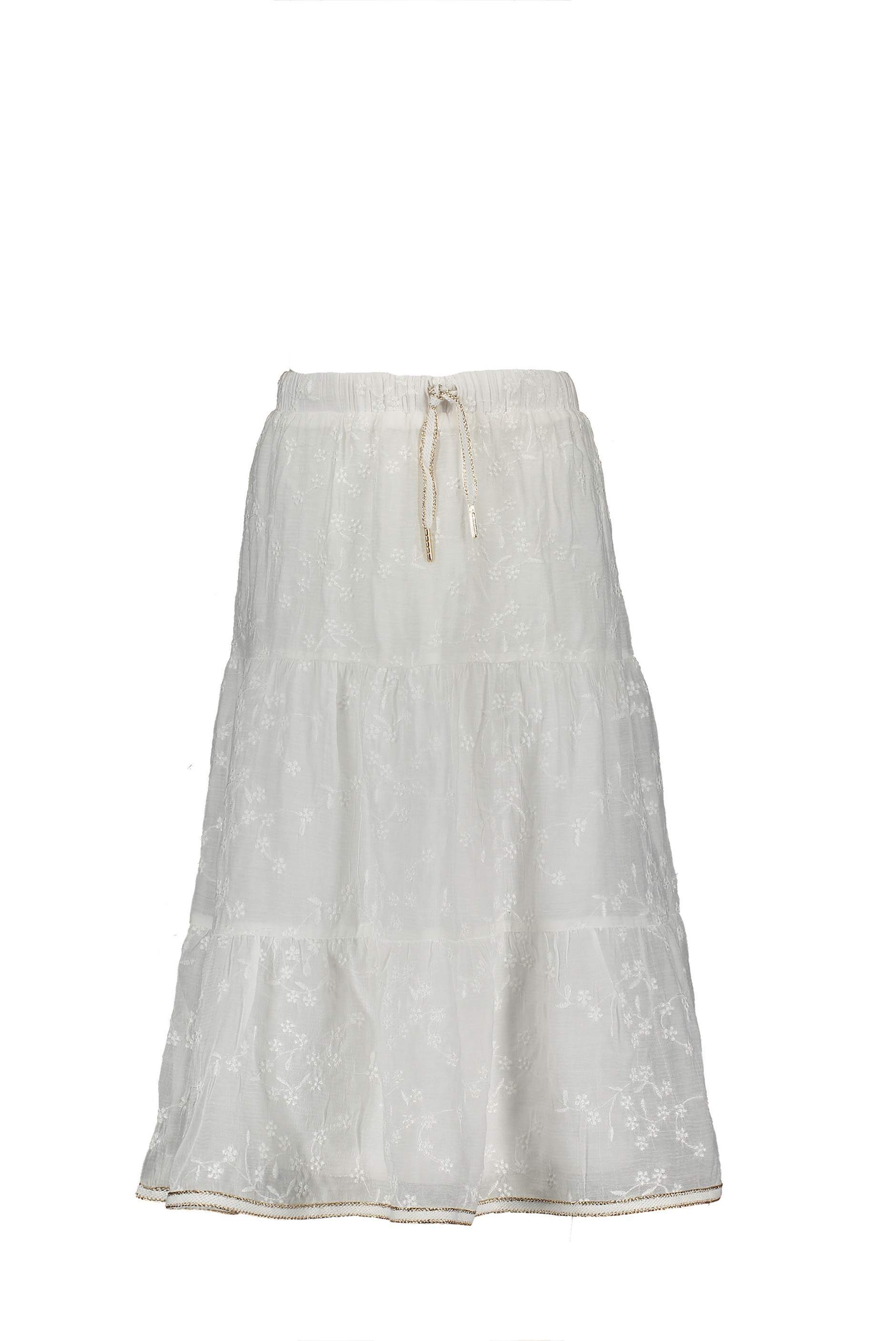 Meisjes Nael maxi skirt Embroidered cotton van NoNo in de kleur Snow White in maat 146/152.