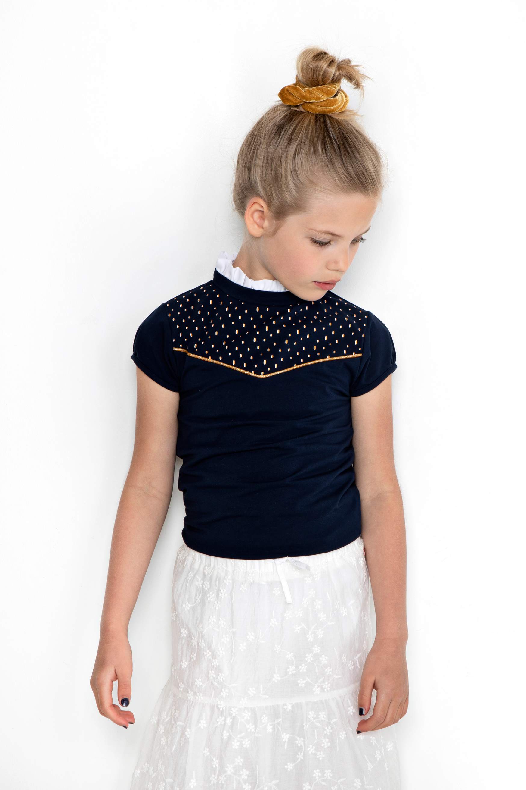 Meisjes Nael maxi skirt Embroidered cotton van NoNo in de kleur Snow White in maat 146/152.