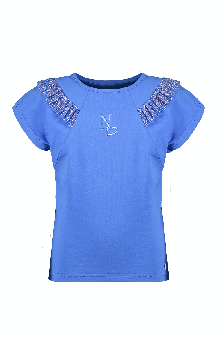 NoNo Kate ss T-shirt with fancy frill at shoulder/lightning in sequences