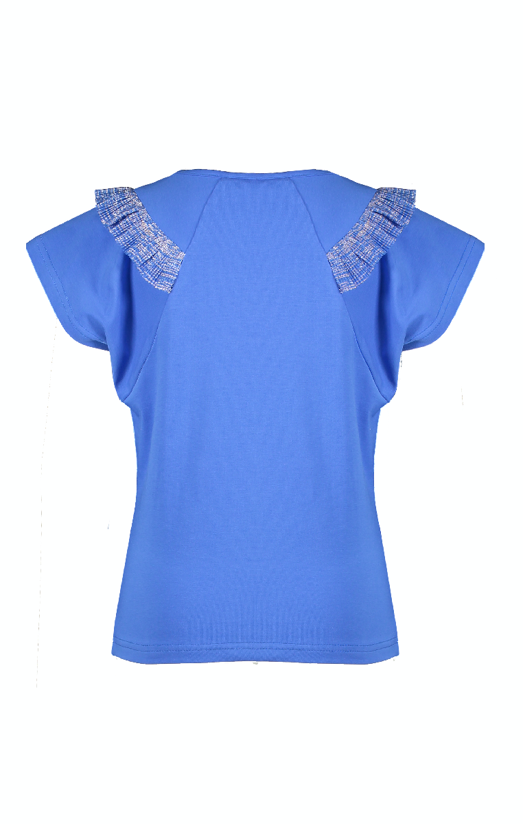 NoNo Kate ss T-shirt with fancy frill at shoulder/lightning in sequences