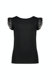 NoNo Kathy rib tshirt with ruffled mesh short sleeves