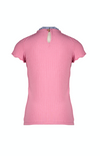 NoNo Kim ss rib jersey tshirt with woven ruffled detail at neck