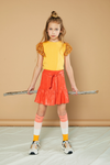 NoNo Kayla ss T-shirt with fancy woven ruffled contrast sleeves