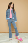 NoNo Sahara flared pants in Gingham AOP check