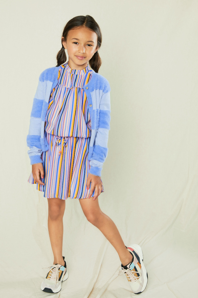 NoNo Mirthe ss woven dress in Bright stripes