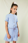 NoNo Miro half sleeve dress in shiny voile with fancy round surfers cord