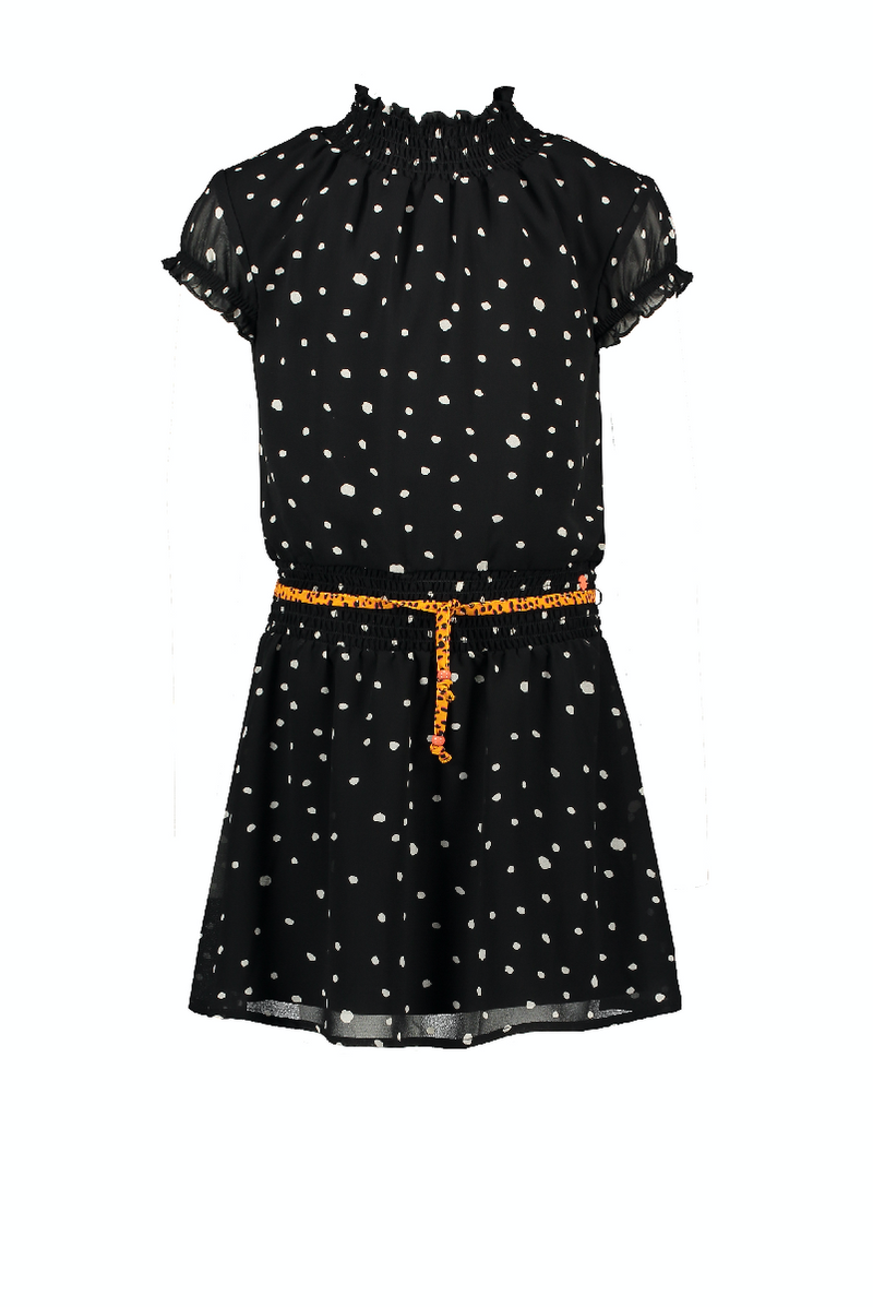NoNo Maui capsleeved little black dress with Cheetah dots