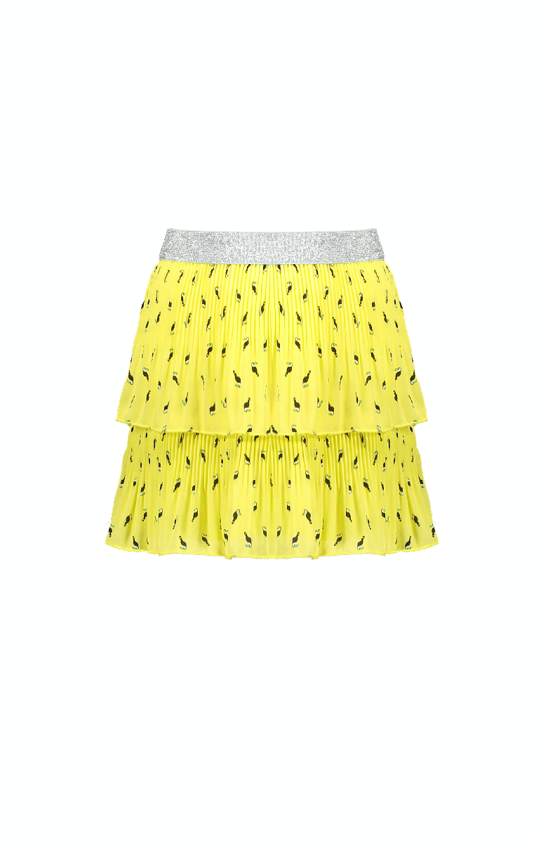 NoNo NikkiB 2 layered pleated skirt in Toucan AOP