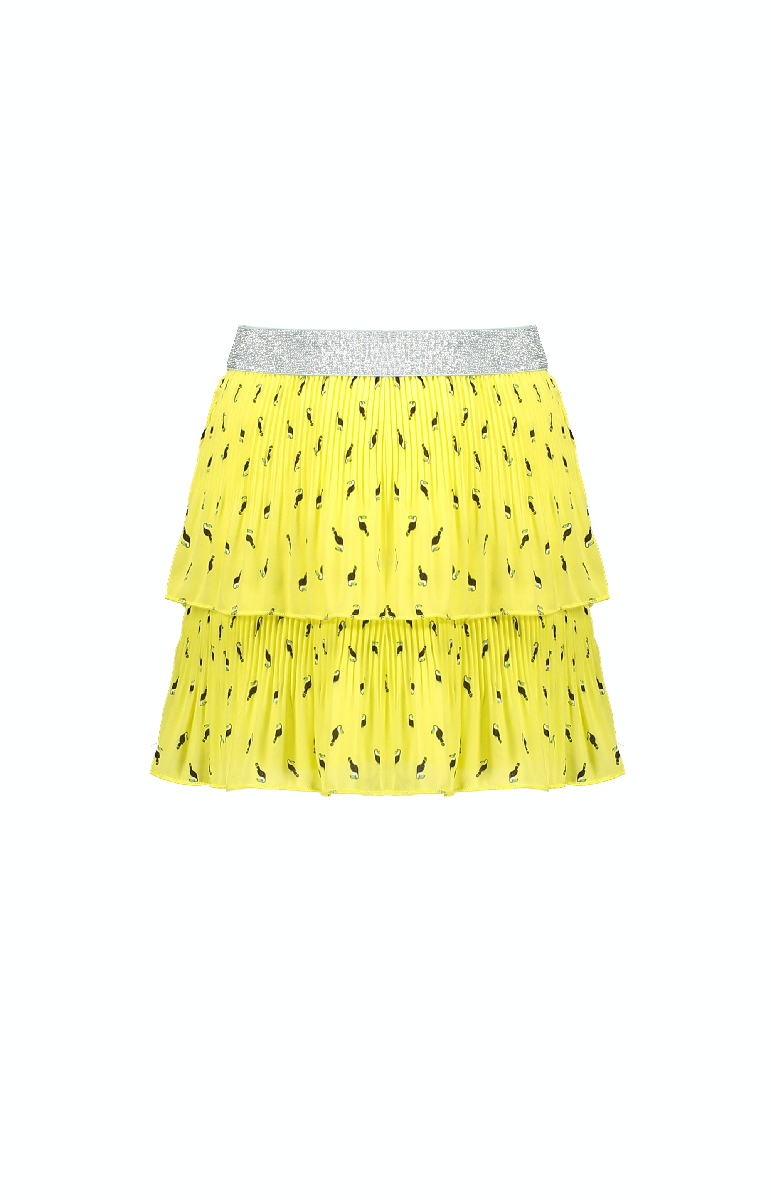 NoNo NikkiB 2 layered plisse skirt in Toucan AOP