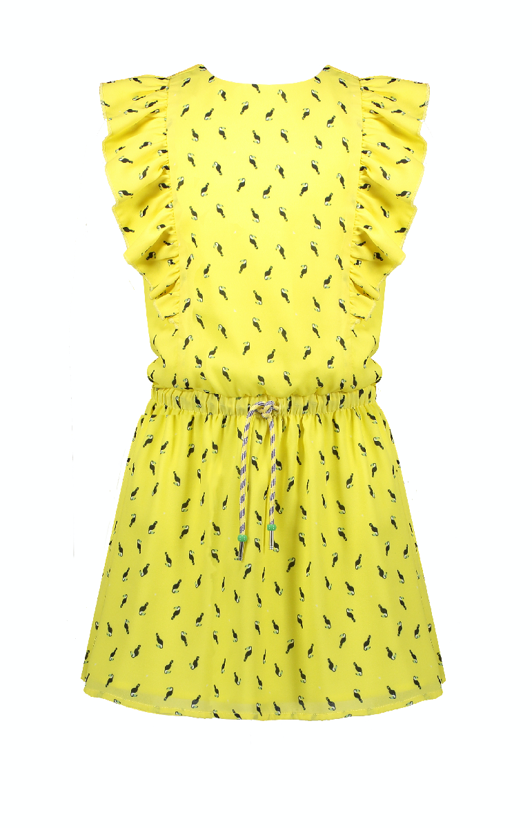 NoNo Myrthe dress with capsleeves in Toucan AOP