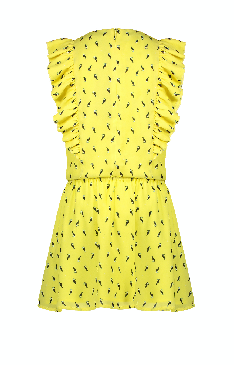 NoNo Myrthe dress with cap sleeves in Toucan AOP