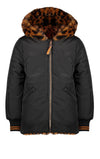 Meisjes Bay mid long reversible hooded A-line jacket van NoNo in de kleur Kurkuma in maat 146-152.