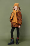 Meisjes Bay mid long reversible hooded A-line jacket van NoNo in de kleur Kurkuma in maat 146-152.