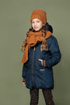 Meisjes Becky long hooded jacket van NoNo in de kleur Navy Blazer in maat 146-152.