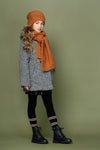Meisjes Badras classic wooly hooded jacket van NoNo in de kleur Jet Black in maat 134-140.