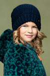 Meisjes Rai knitted scarf and hat set van NoNo in de kleur Navy Blazer in maat 92-104.