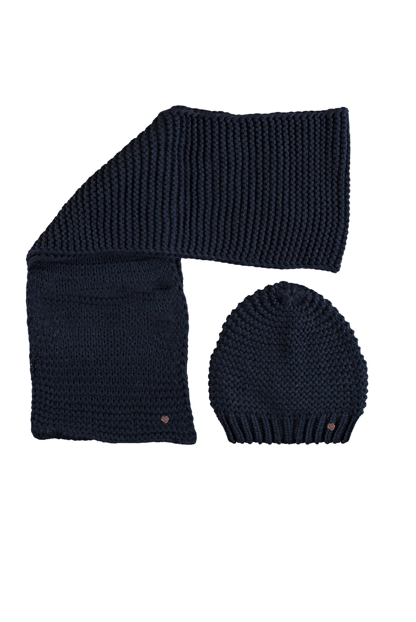 Meisjes Rai knitted scarf and hat set van NoNo in de kleur Navy Blazer in maat 92-104.