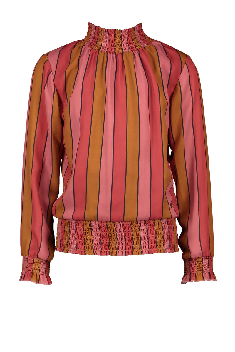 NoNo Tipi recyled PL blouse with smocking at neck+waistband