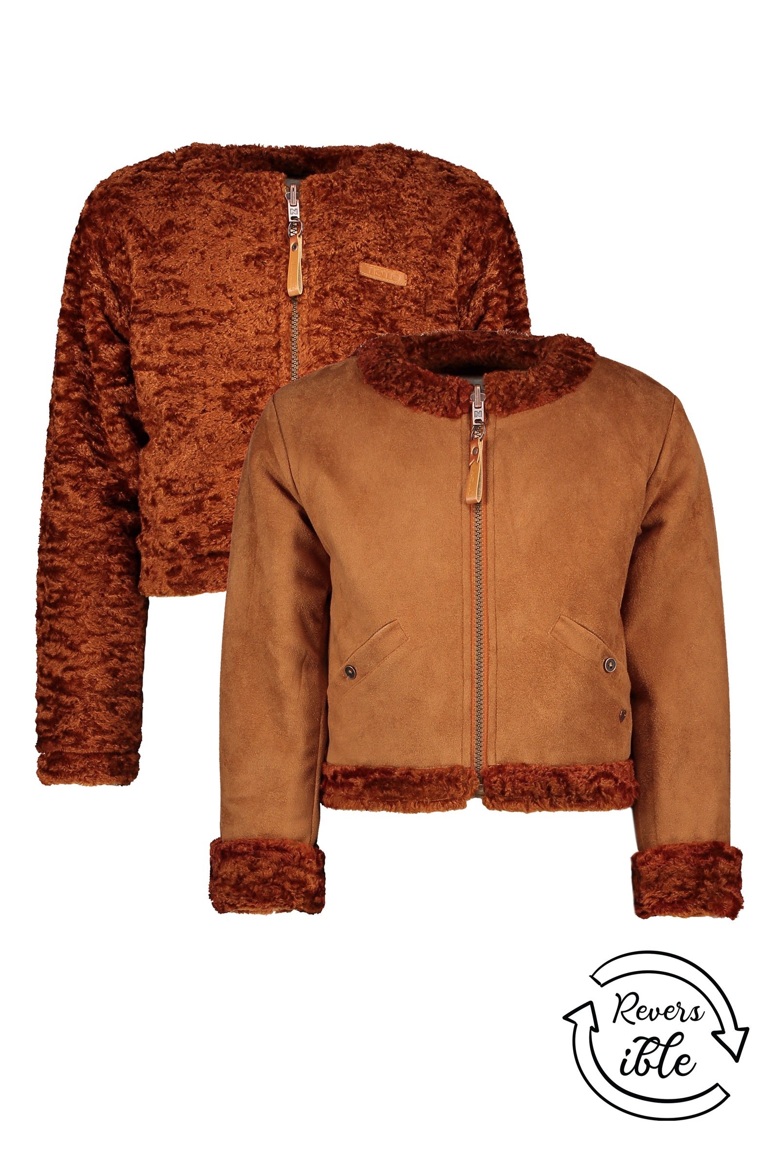 NoNo Delif reversible cardigan Fake suede+velvet fur