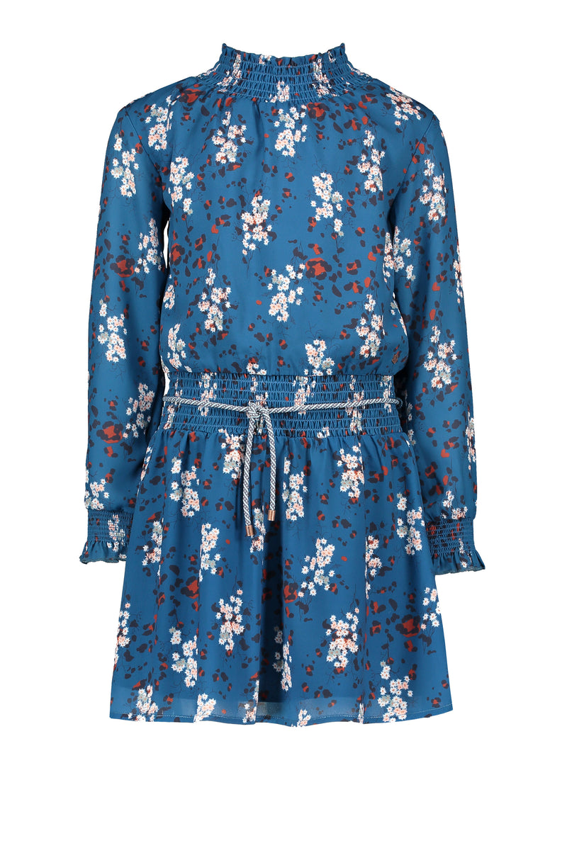 NoNo Maui recycled PL dress with smocked collar in Animal Flower