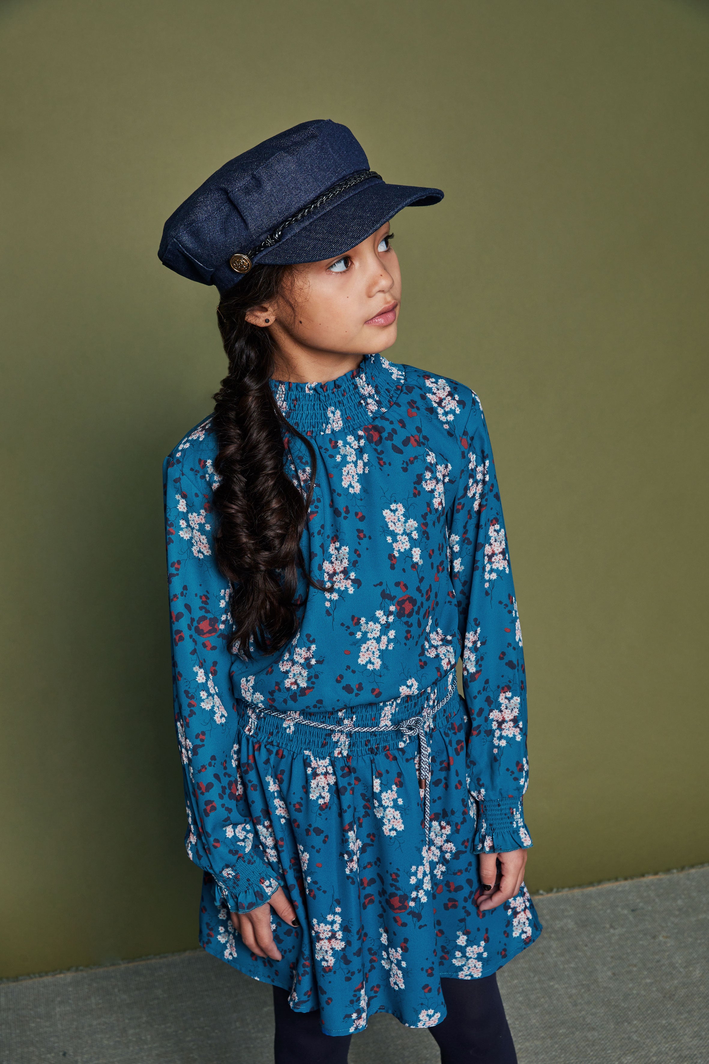 NoNo Maui recycled PL dress with smocked collar in Animal Flower