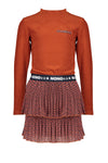 NoNo Mika combi dress with velours ribbed top+woven layered skirt