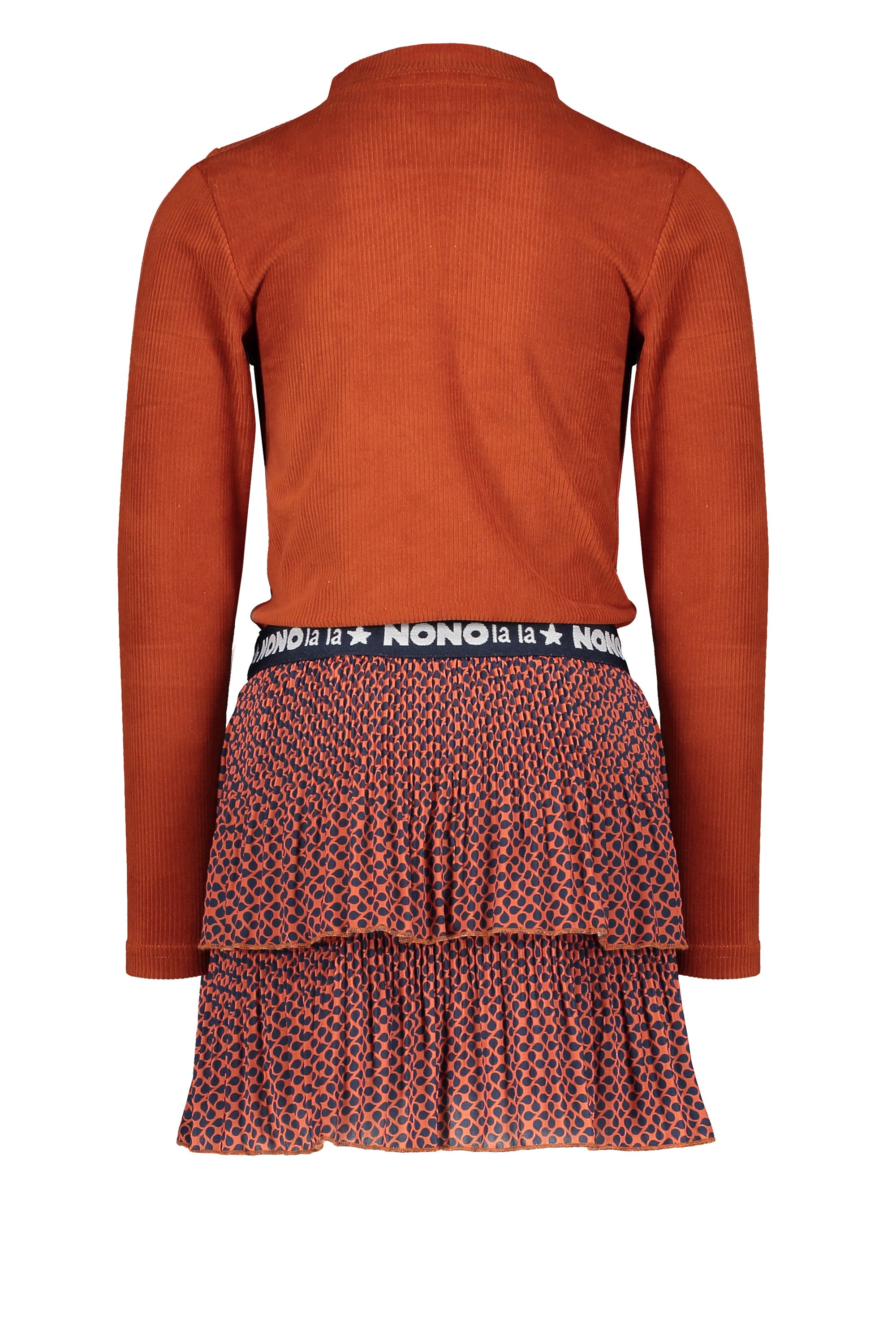 NoNo Mika combi dress with velours ribbed top+woven layered skirt