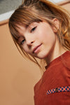 NoNo Mika combi dress with velours ribbed top+woven layered skirt