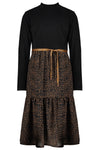 NoNo Mikado maxi dress with velours rib top+woven skirt