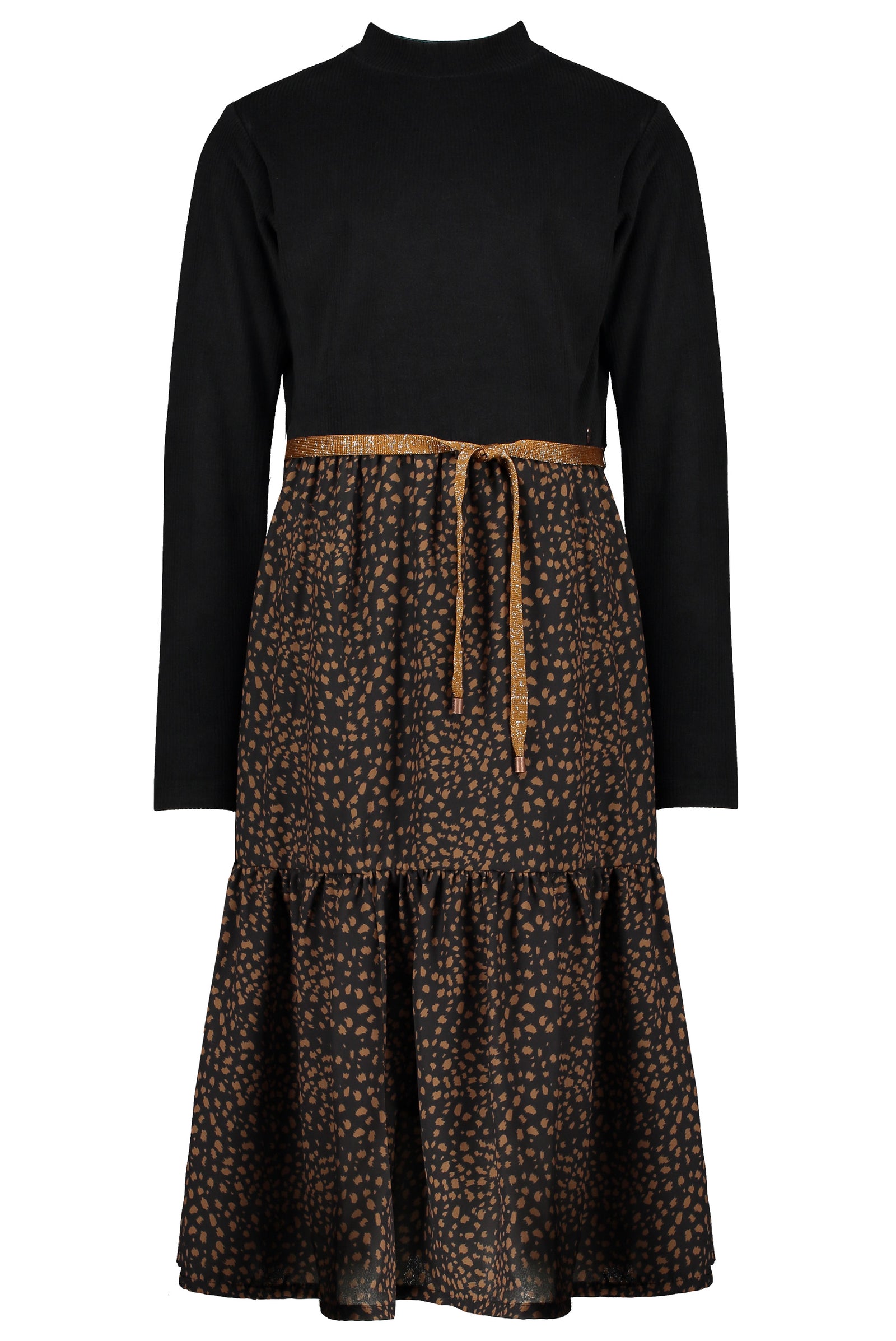 NoNo Mikado maxi dress with velours rib top+woven skirt