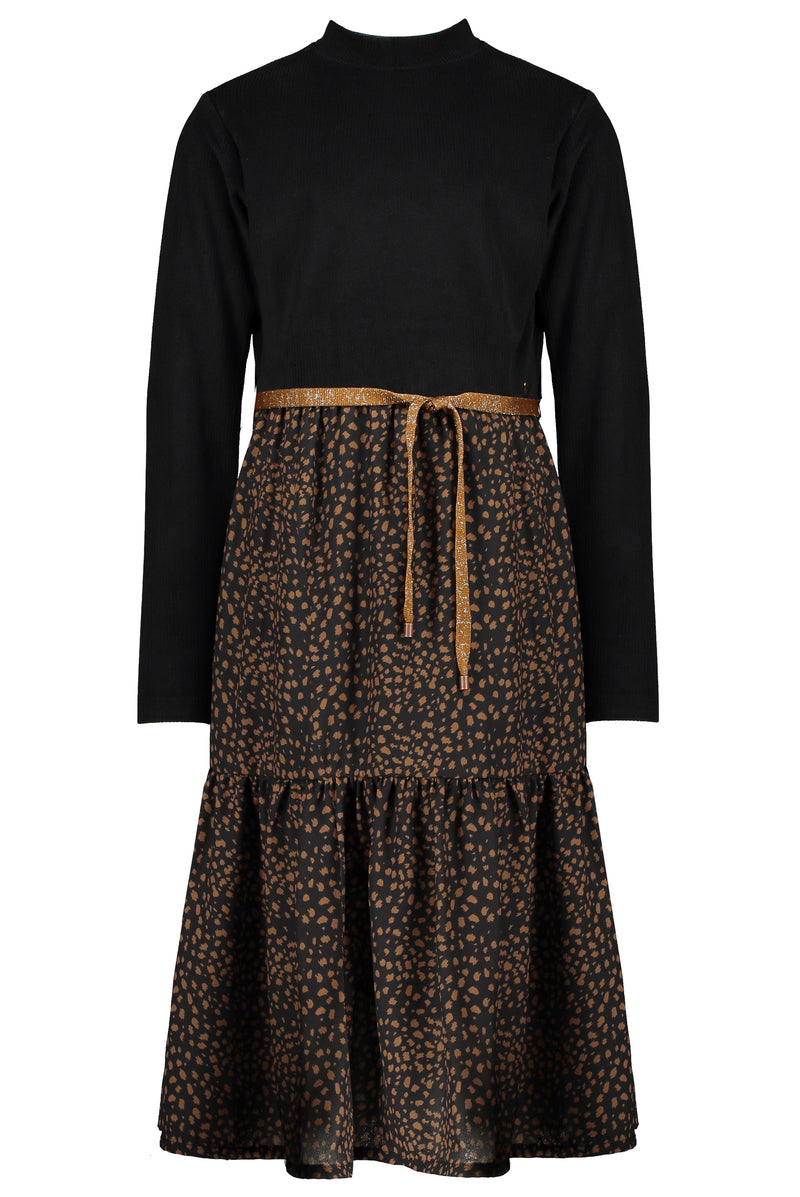 NoNo Mikado maxi dress with velours rib top+woven skirt