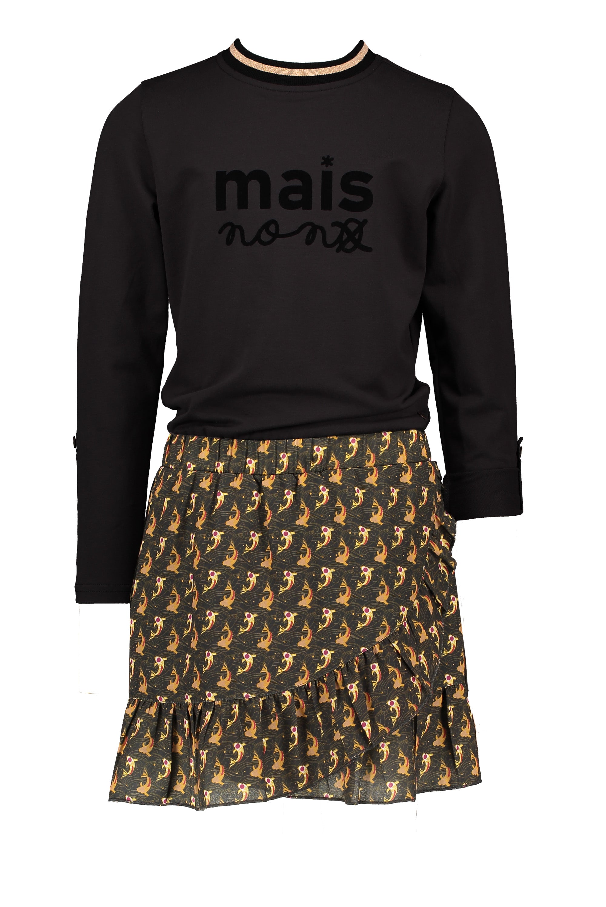NoNo Musia combi dress with sweat top+Koi Carp recycled PL skirt
