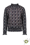 Meisjes Tipi blouse with smocked cuff/hem/neck van NoNo in de kleur Navy Blazer in maat 146/152.