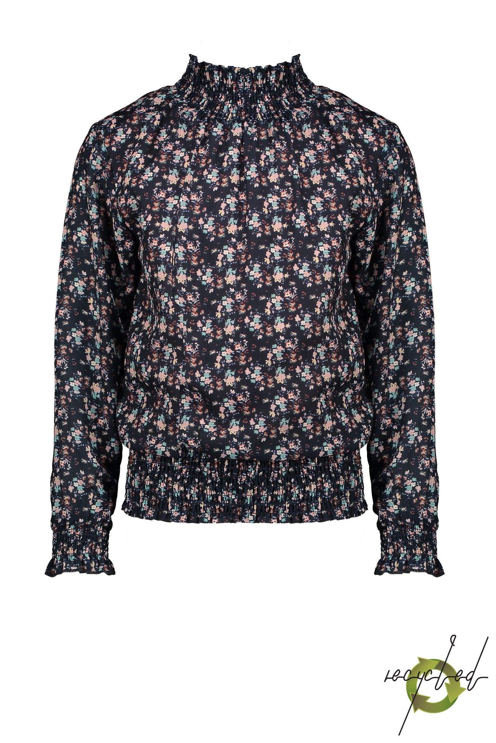 NoNo Tipi blouse with smocked cuff/hem/neck