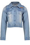 Meisjes DenamB denim button up cardigan van NoNo in de kleur Denim in maat 146/152.