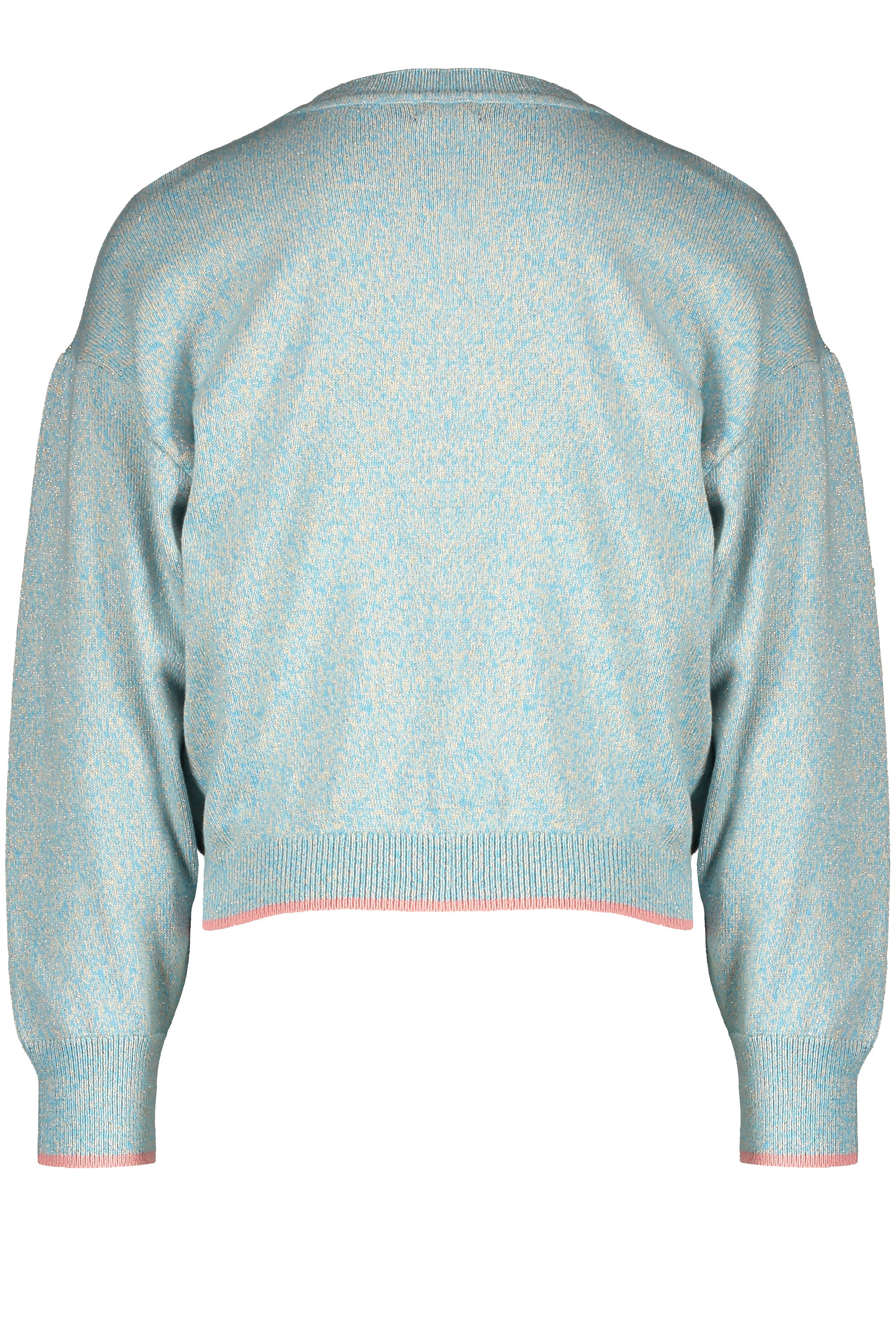 Meisjes Kathy space yarn knitted sweater with puffy sleeves van NoNo in de kleur Light Turquoise in maat 146/152.