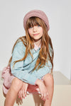 Meisjes Kathy space yarn knitted sweater with puffy sleeves van NoNo in de kleur Light Turquoise in maat 146/152.