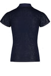 Meisjes Kami foil print rib tshirt s/sl with collar with embro van NoNo in de kleur Navy Blazer in maat 146/152.