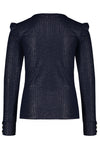 Meisjes Kiss foil printed rib tshirt l/sl with ruffle at armhole van NoNo in de kleur Navy Blazer in maat 146/152.