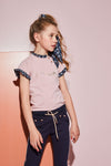 Meisjes Sessun solid pants with fancy pockets+buttons van NoNo in de kleur Navy Blazer in maat 146/152.