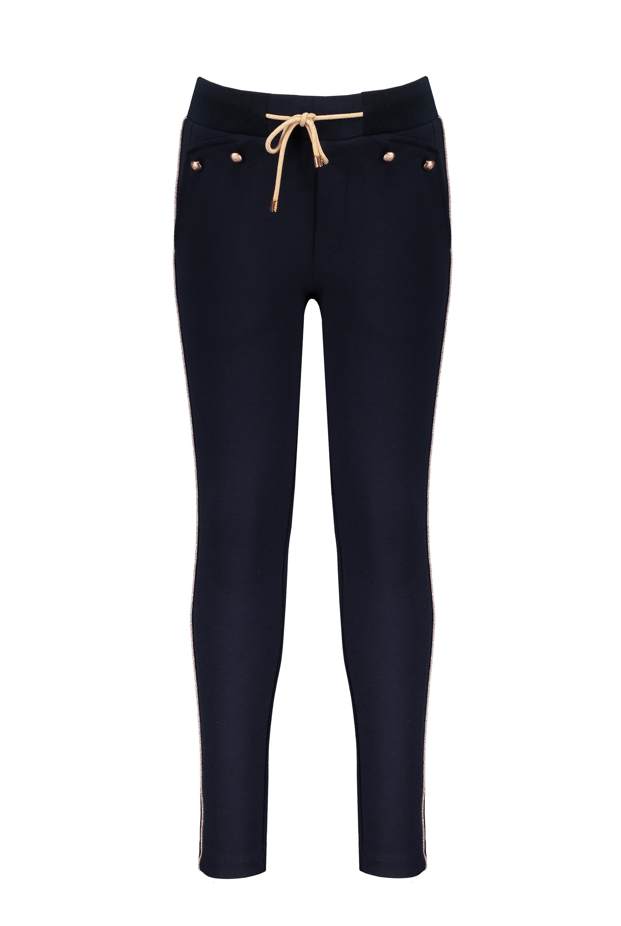 Meisjes Sessun solid pants with fancy pockets+buttons van NoNo in de kleur Navy Blazer in maat 146/152.