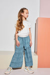 Meisjes Sasha plissee 7/8 culotte van NoNo in de kleur Light Turquoise in maat 146/152.