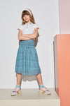 Meisjes Nom maxi skirt with buttons at front+smocked waistband van NoNo in de kleur Light Turquoise in maat 146/152.