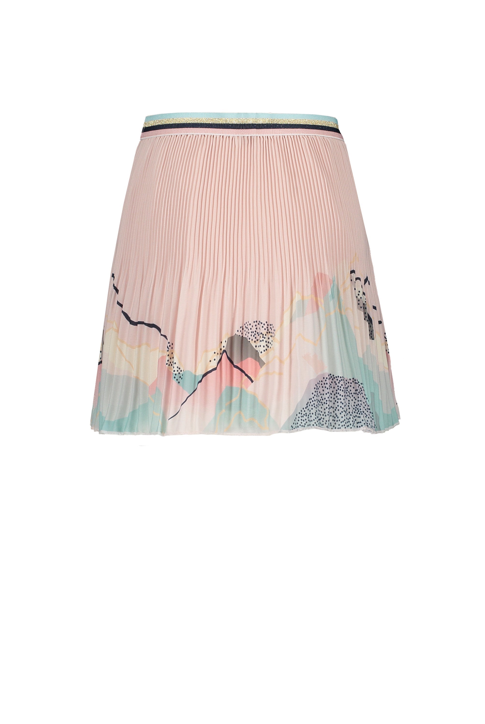 Meisjes Noel pleated short skirt with borderprint van NoNo in de kleur Rosy Sand in maat 146/152.