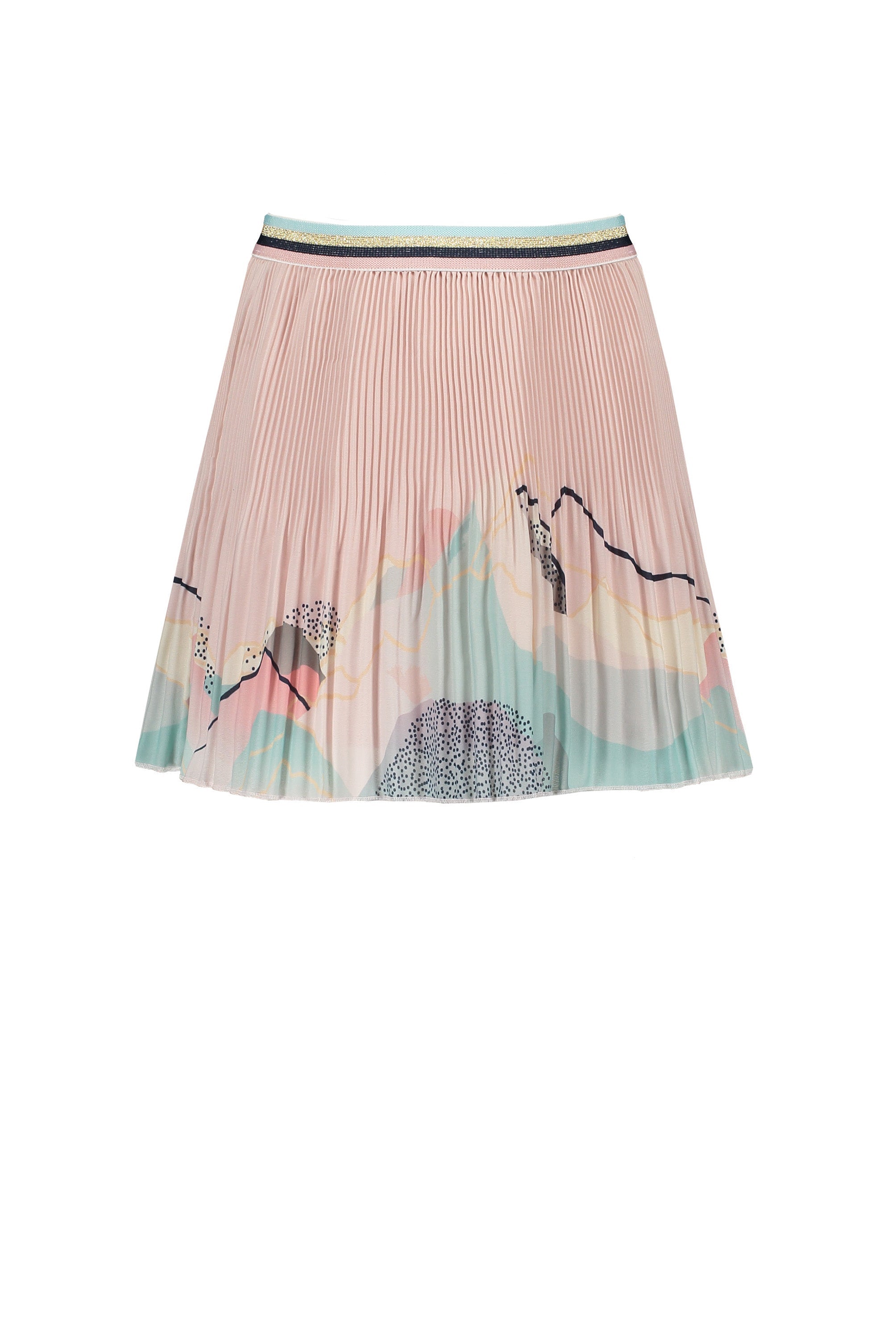 Meisjes Noel pleated short skirt with borderprint van NoNo in de kleur Rosy Sand in maat 146/152.