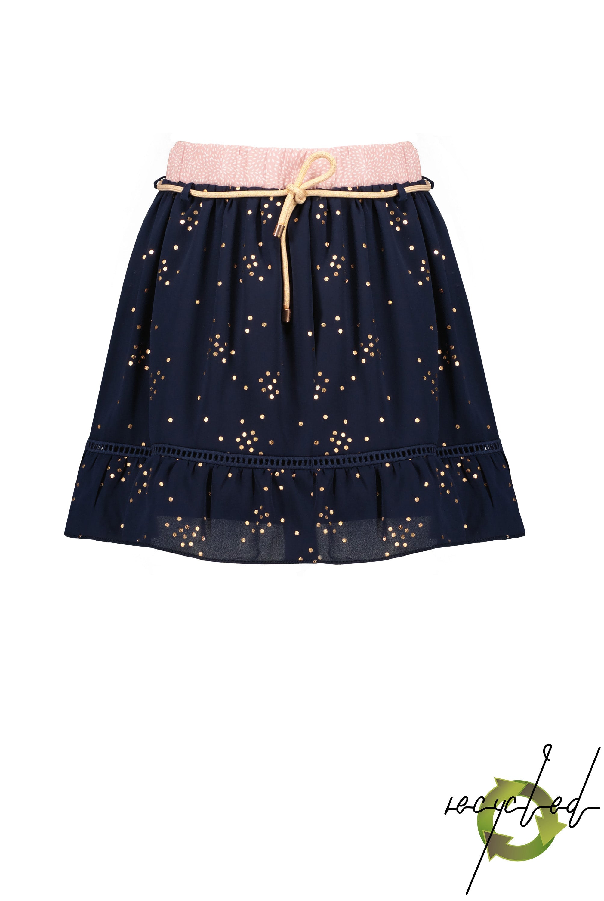 Meisjes Nona short skirt with foil AOP van NoNo in de kleur Navy Blazer in maat 146/152.